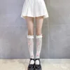 JK Lolita Long Socks Sexy Lace Mesh Fishnet Stockings Knee Socks Japanese Style Sweet Girls Cute Bow Thigh High Socks Stockings 1