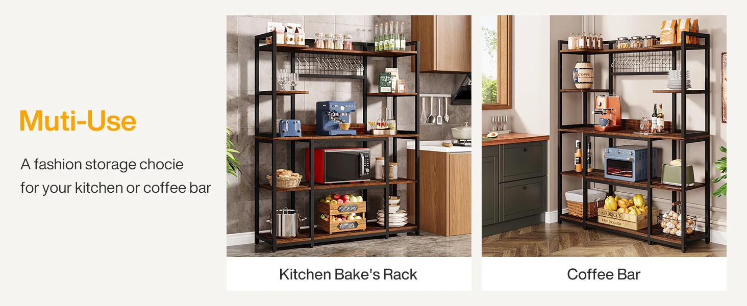 55" bakers rack with storage