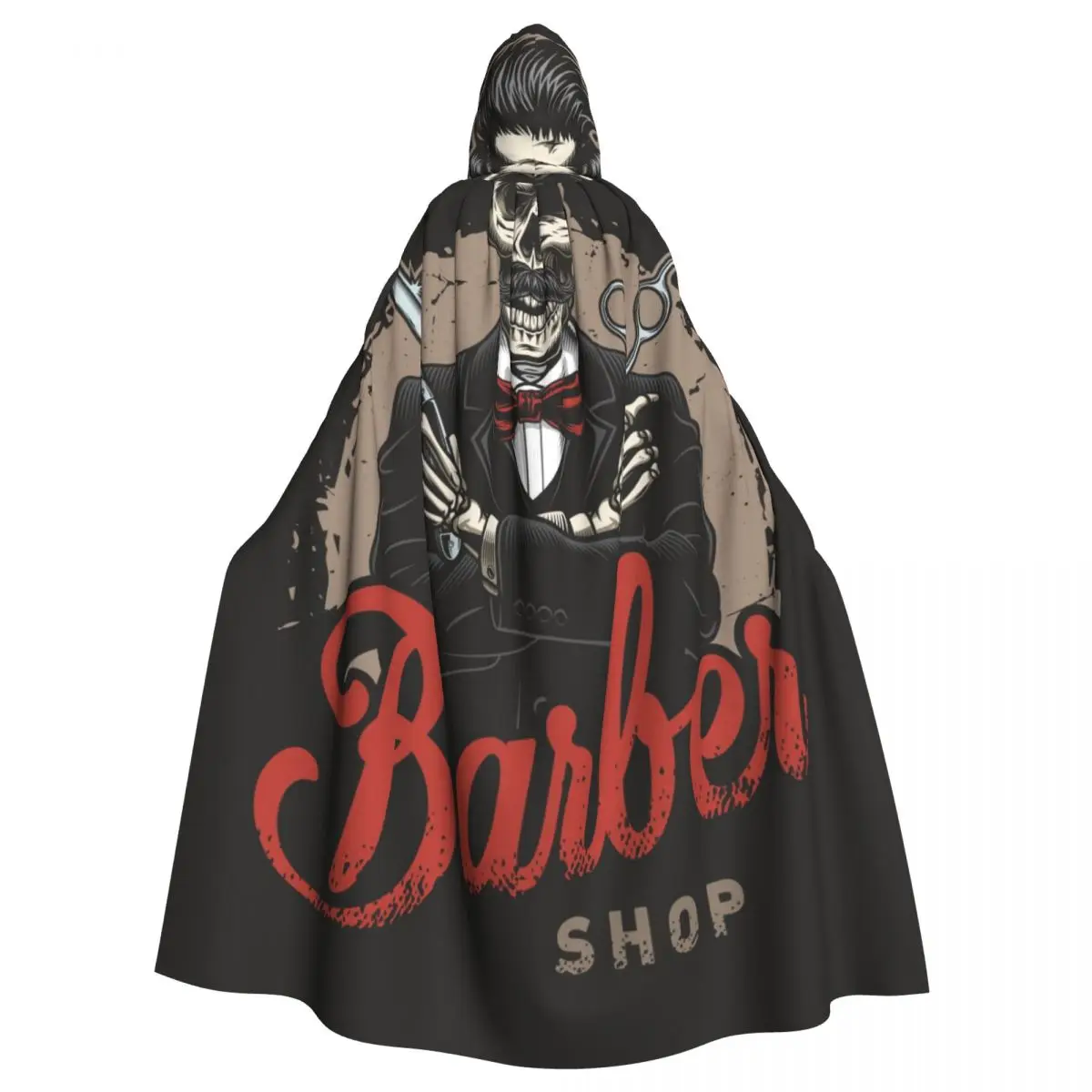 

Long Cape Cloak Vintage Barbershop Illustration Hooded Cloak Coat Autumn Hoodies