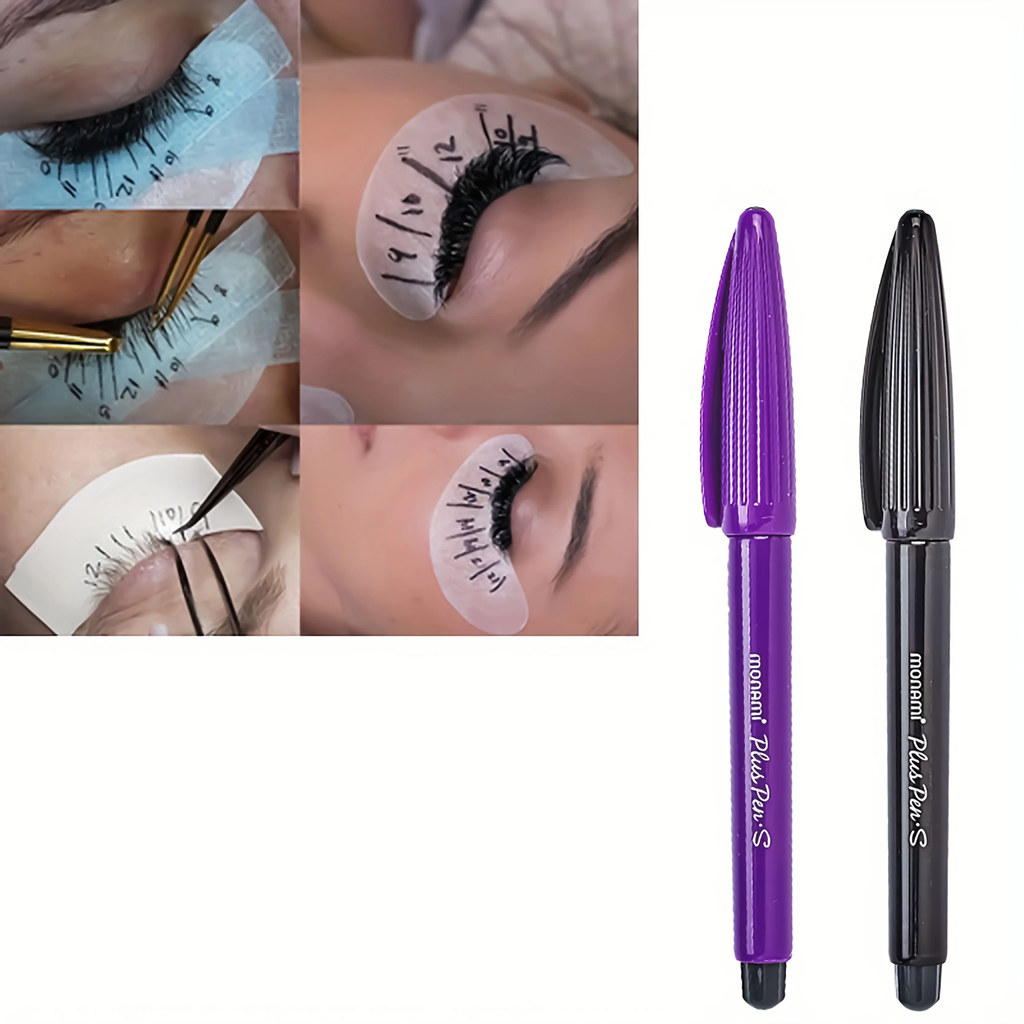 Eyelash Extension Tool Fixed Point Marker Pen Tattoo Skin Marker Pen Black Purple Color 2pcs