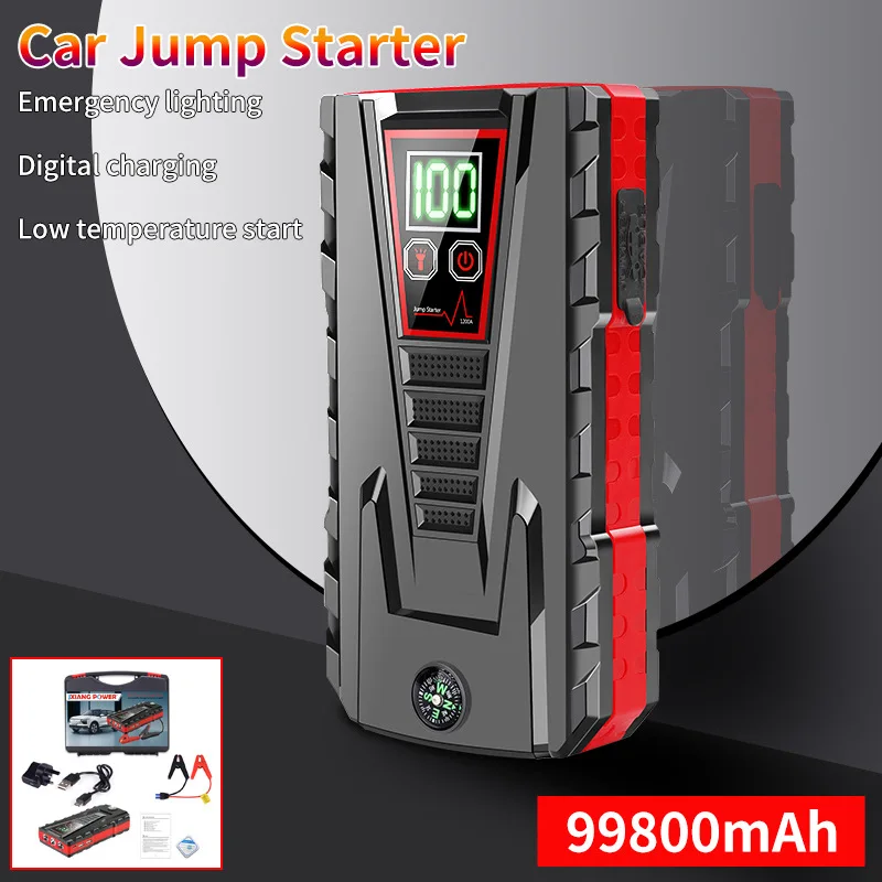 99800mAh Car Jump Starter Device 12v Strong Portable Power Bank Automotive Battery Charger System Start Operating Auto Booster