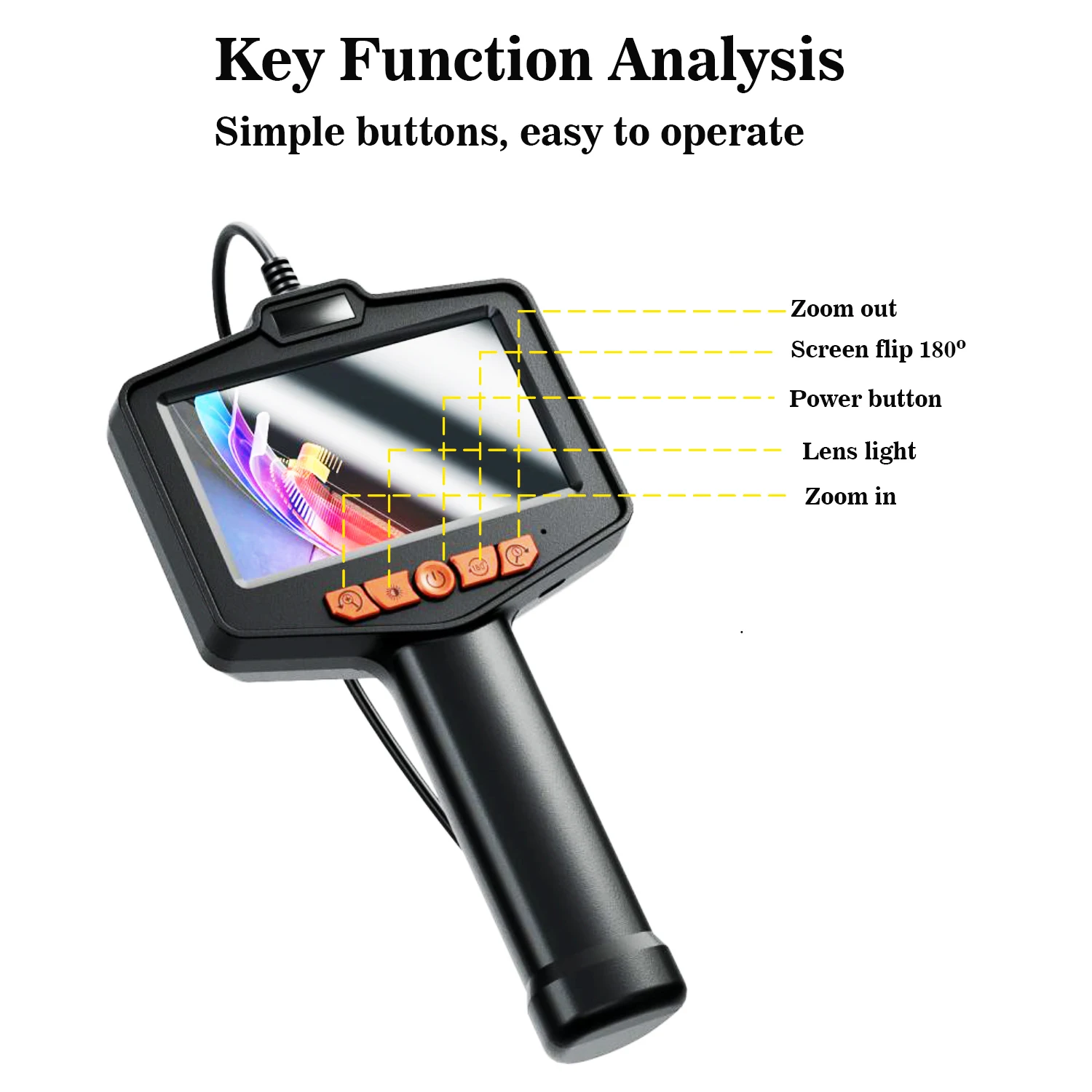 Industrial Endoscope HD Camera 4.3 Screen 200W Single Dual Lens With LED Light Car Inspection Borescope  Waterproof Sewer Camera 6