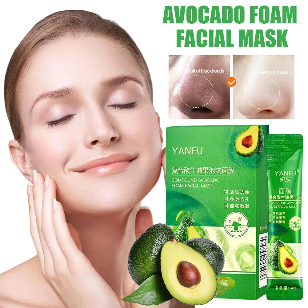 

4g*12pcs Composite Sour Avocado Bubble Mask Skin Care Deep Nourishing Pores Detox Anti-Acne Refining Face Soothing Mask Cle K5I0