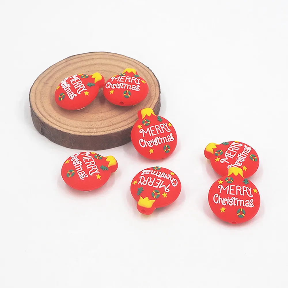 

Chenkai 10PCS Christmas Ball Beads Silicone Charms Focal Beads For Beadable Pens Christmas Character Beads For Pacifier Chain