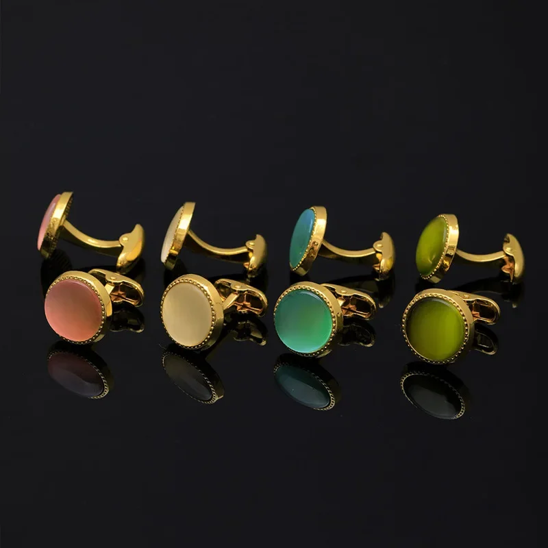 

Fashion Versatile Round Diamonds Cufflinks for Men's Shirts Wedding Party Suits Jewelry Business Clothing Cuff Sleeve Button