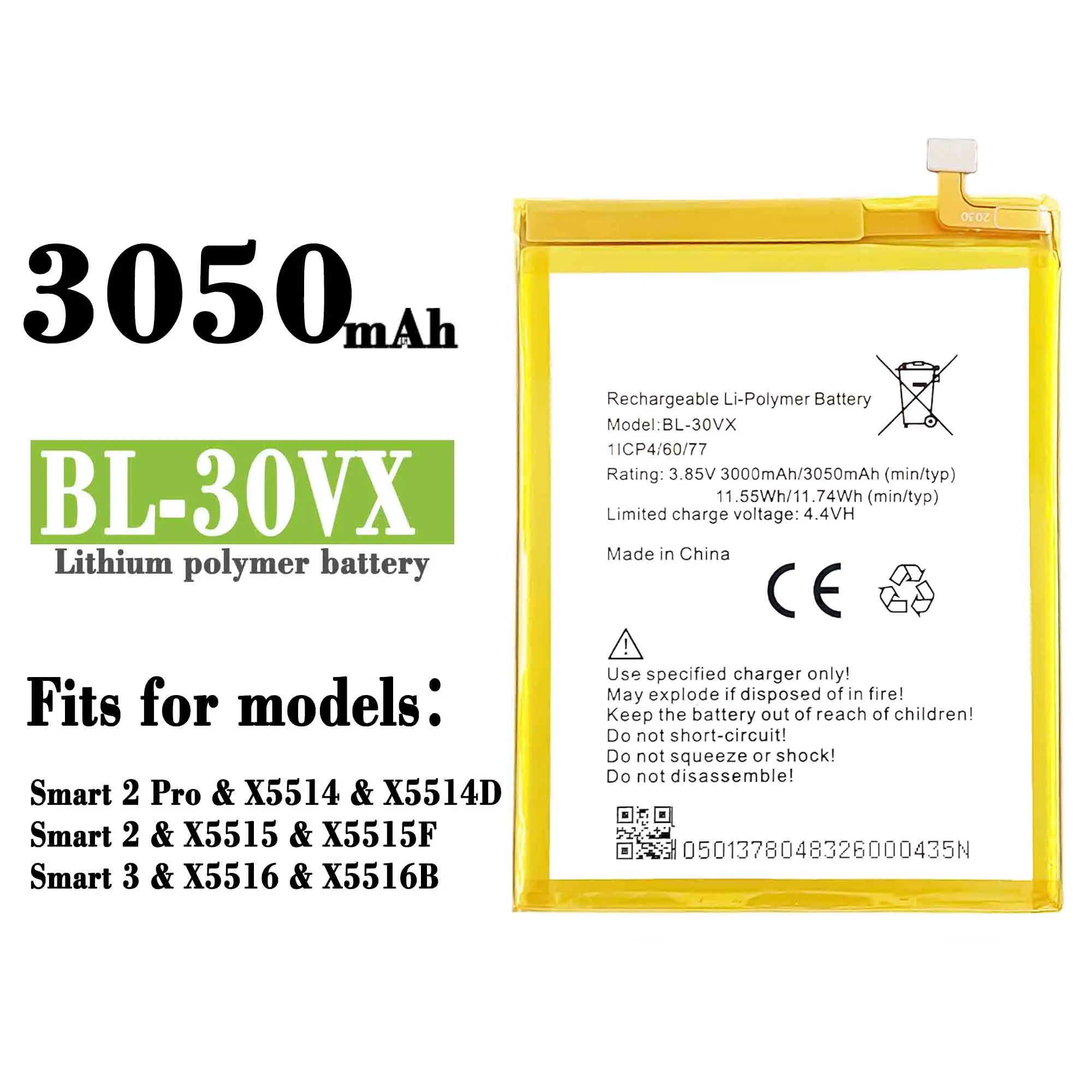 

3,85 V 3050mAh 100% Новый оригинальный аккумулятор для телефона TECNO BL-30VX аккумулятор
