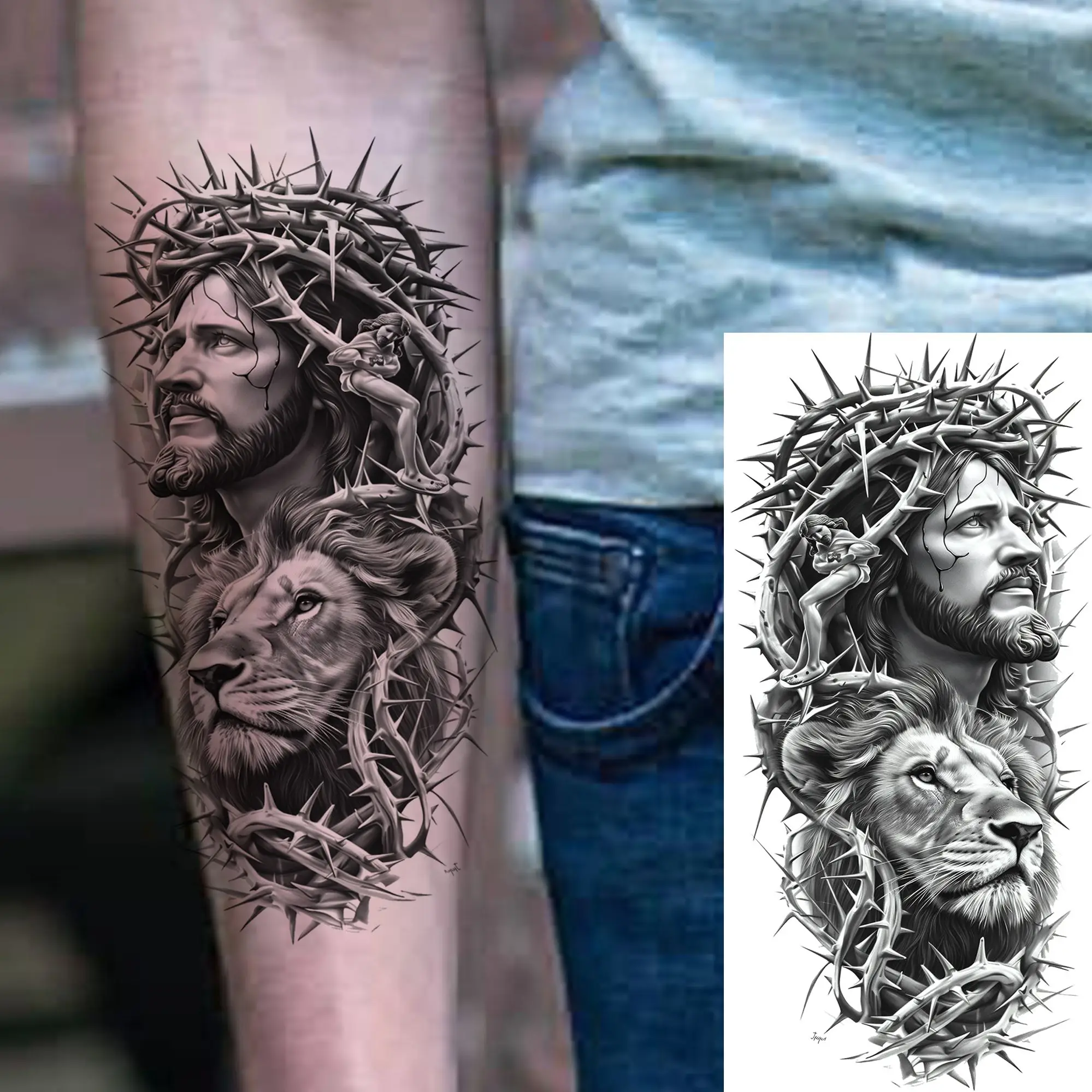 Thorn Crown Jesus Tattoo: A Realistic, Waterproof Temporary Tattoo for  Faith, Fashion, and Reflection, image size:1999x1999