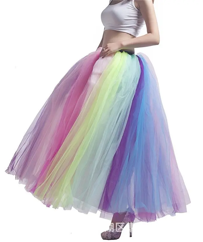 

Women's Long Puff Party Dinner Tulle Skirt Crib Bed Skirts