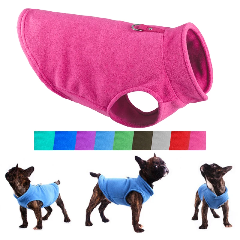 Dog Clothes Winter outdoor Fleece Vest Jacket For Small Medium Dogs French Bulldog Puppy With Pull Ring