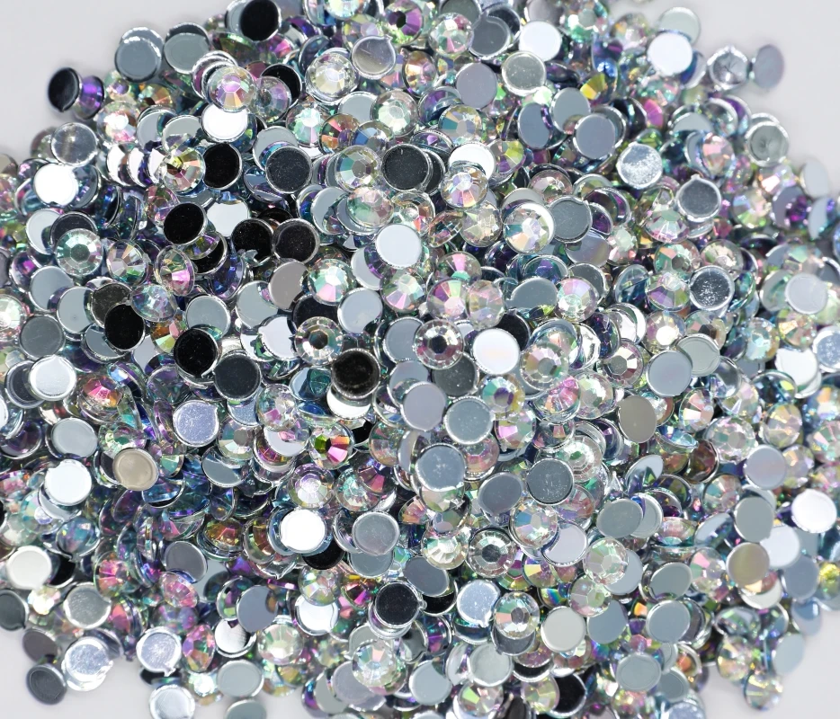 Description Picture 4 of itemCrystal AB 40 Colors 7~12mm Flat Back Round Acrylic Rhinestones Beads/ Stones ,3D Acrylic Nail Art / Garment Decoration