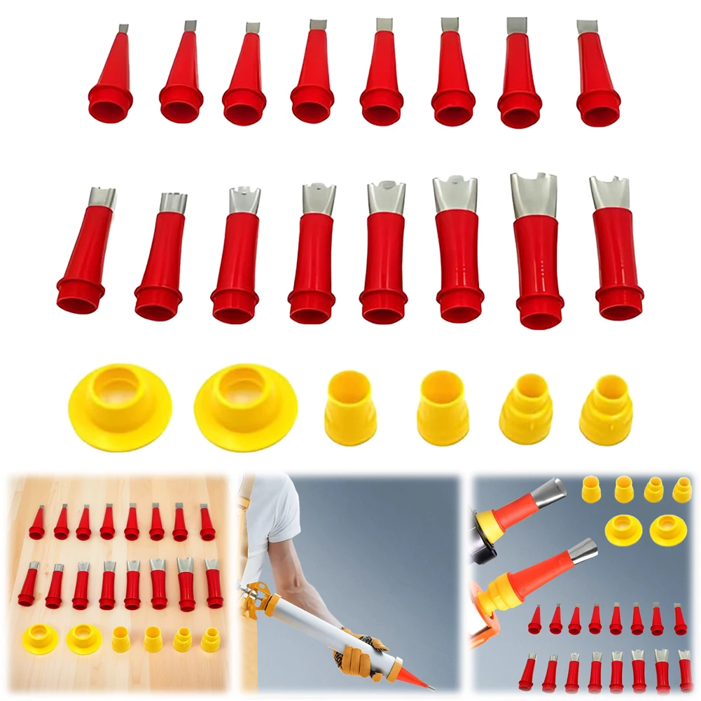22 PCS/Set Stainless Steel Caulk Nozzle Applicator Caulking Finisher Glue Silicone Sealant Finishing Tool for Kitchen Bathroom