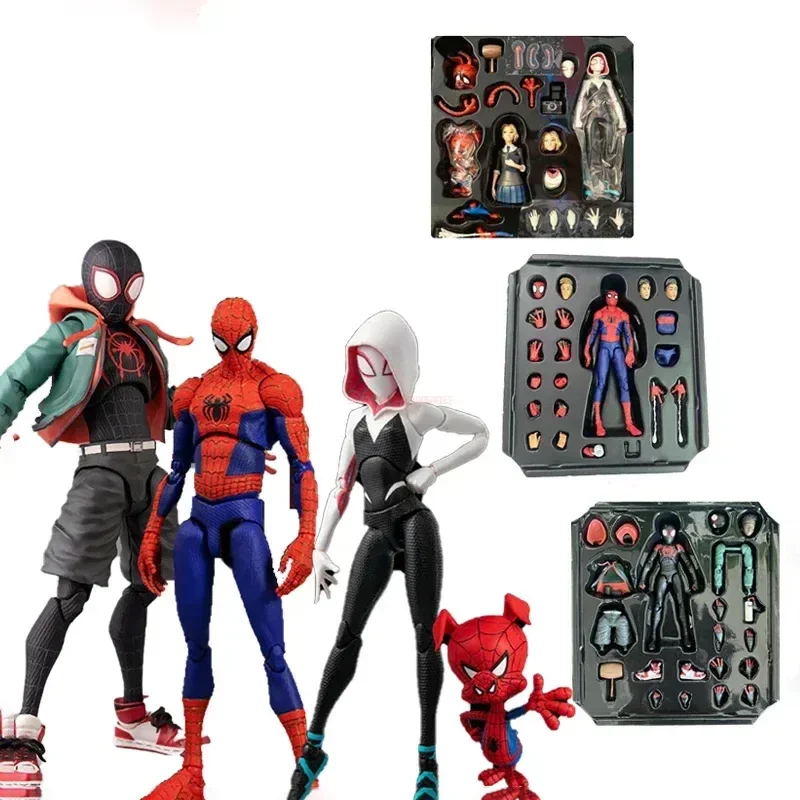 

Spot Marvel Spiderman Gwen Peter Action Figure Anime Spider-verse Collection Sentinel Miles Morales Figures Christmas Toys Gifts