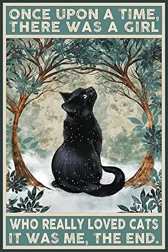 

Черная кошка однажды была девушка, которая действительно понравилась-забавные винтажные знаки, Настенный декор-кошка, подарки для влюбленных