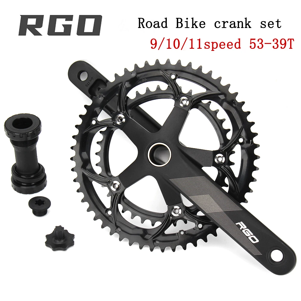 RGO 130BCD Road Bike Crank Set 170MM Pedivela Velocidade Integrada 53-39T Bicicleta Integrada Oco Duplo Chainrings para SHIMANO