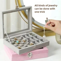 Necklace Earring Jewelry Storage Box Transparent Glass Velvet Organizer Box Dust-proof Household Accessory Packaging Boxs 1
