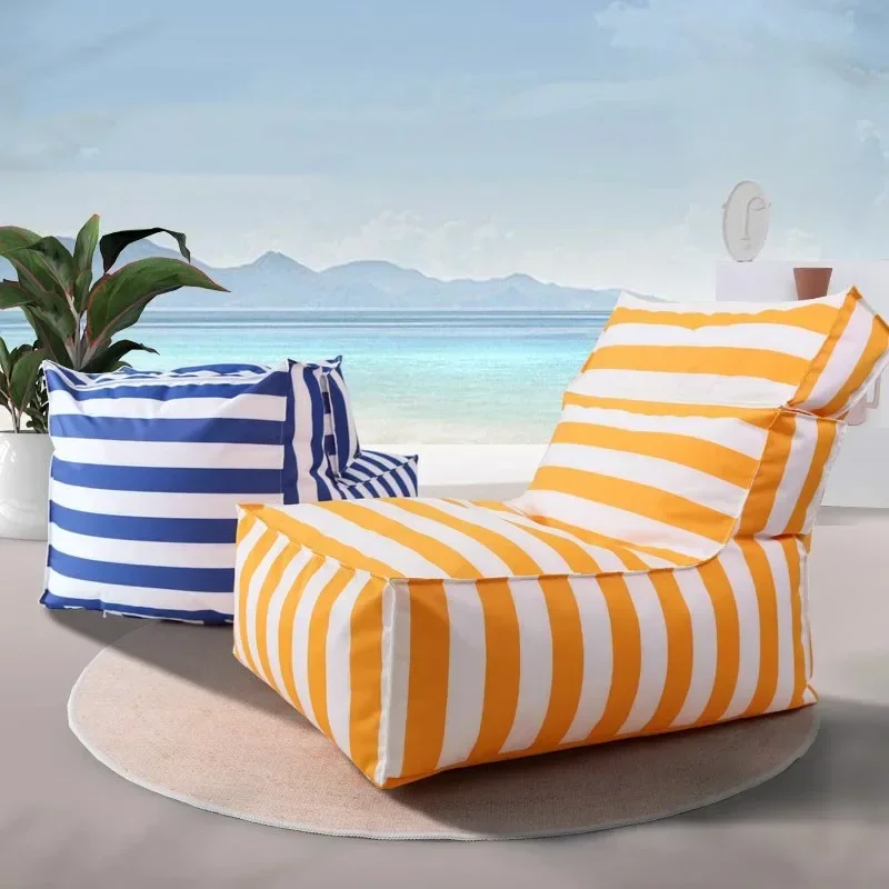 Stripes Leisure Beanbag Outdoor Beach Square Lounge Waterproof Beanbag Outside Reclinable Foldable Sitzsack House Accessories