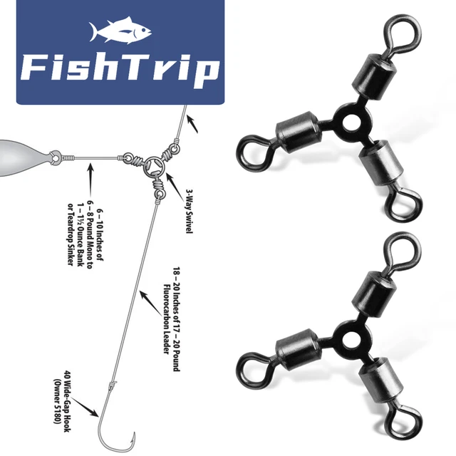 FishTrip Three Way Swivels O-shape for Catfish Rig & Bottom