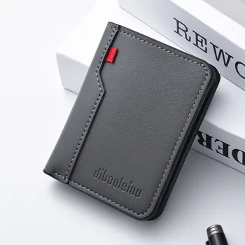 1Pc New Ultra-thin Mini Soft PU Leather Credit Card Wallet Holder Short Vertical High Quality Men's Wallet 6
