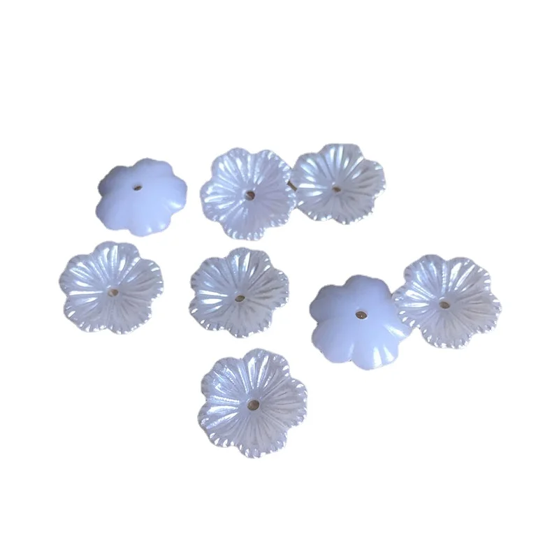 100pcs/lot White Flower Shape Scrapbook Simulated Pearl Beads Sewing Buttons DIY Material Findings BV228