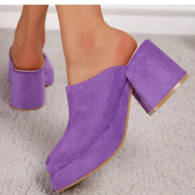 

New Mules Shoes Women Platform Sandals Suede Sandals Chunky Heel Sandals Designer Shoes High Heels Pumps Party Dress Shoes