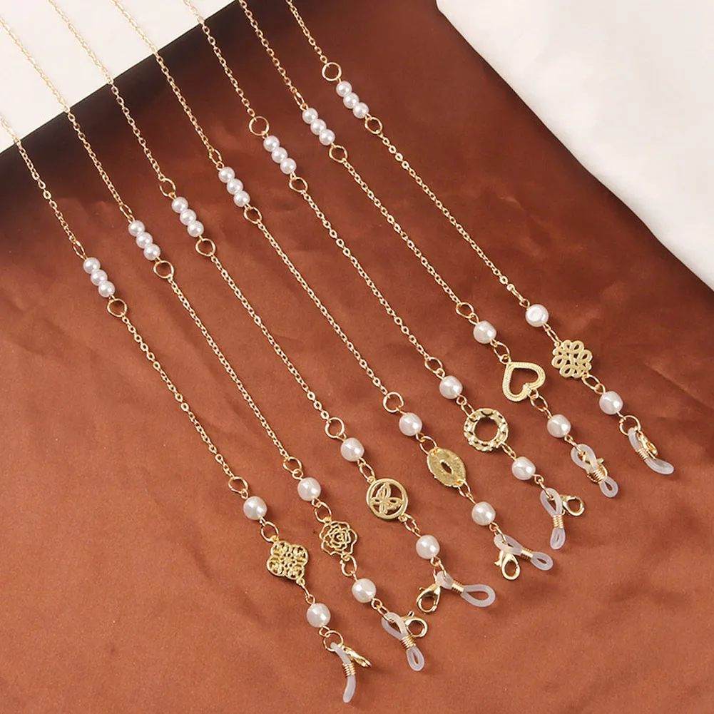 

Elegant Sunglasses Chain for Women Pearl Heart Butterfly Pendant Anti-slip Glasses Chains Lanyard Hang Neck Eyewear Charms Gifts