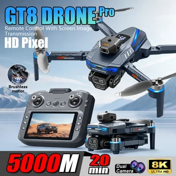 Nuovo Drone GT8 Pieghevole con Evitamento Ostacoli, GPS, WIFI, Telecamera HD 8K, GPS Professionale e Doppia Fotocamera