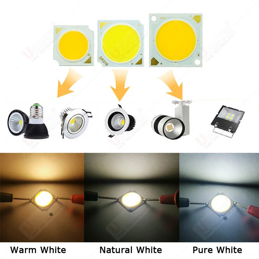 5/20PCS 19x19mm LED COB 라이트 비즈 10W15W18W20W30W LED 램프 비즈 따뜻한 흰색 6000K LED 전구 칩 스포트 라이트 다운 라이트 다이오드 램프