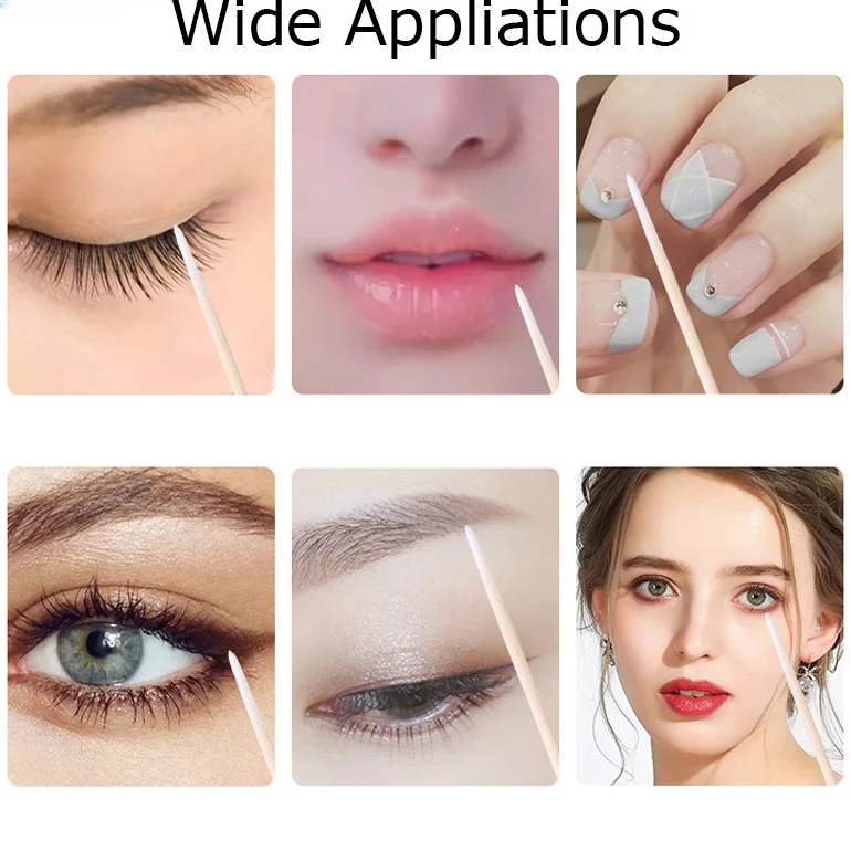 500pcs Lint-Free Wooden Micro Bud Swabs for Gentle and Precise Eyelash Extension Glue Removal and Makeup Application 5