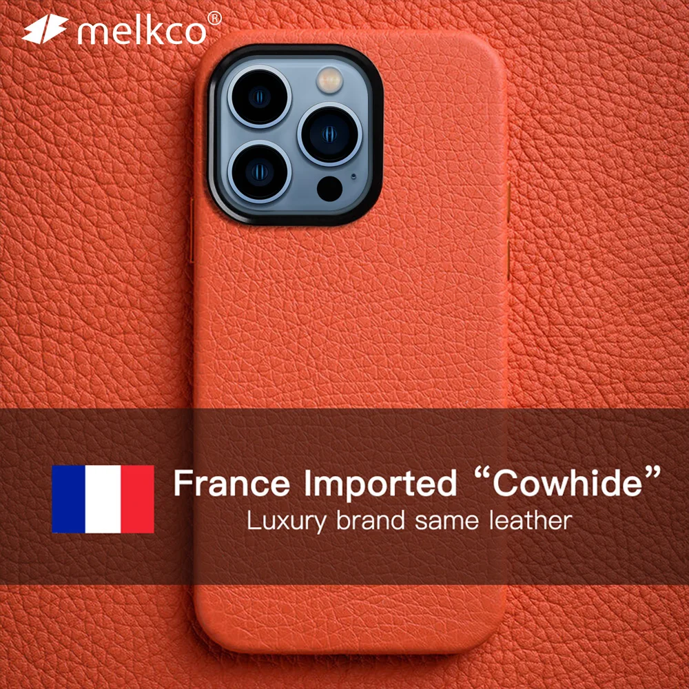 

Melkco France Premium Genuine Leather Case for iPhone 13 Pro Max mini Luxury Brand Same Cowhide Business Fashion Phone Cover