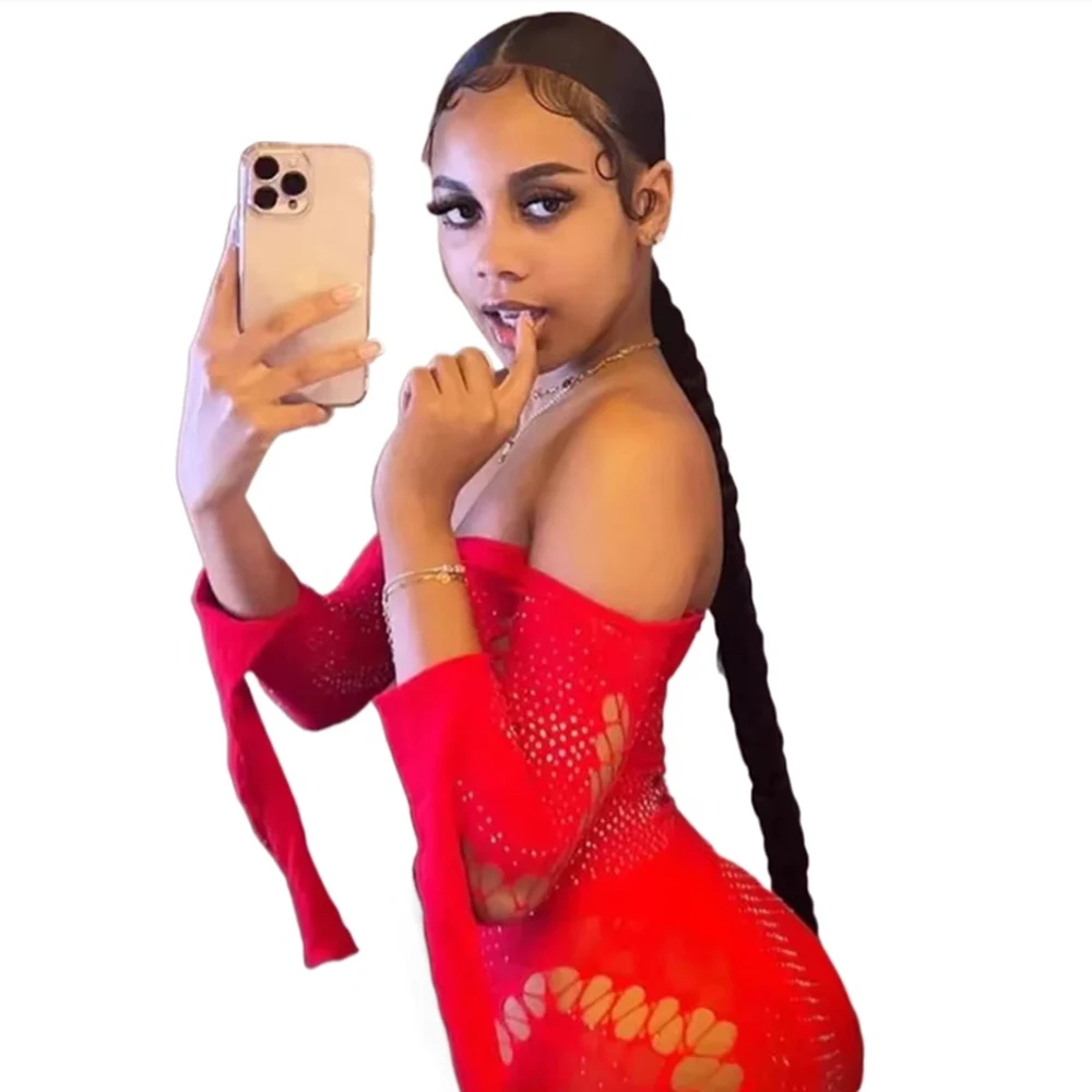 Sexy Club-Party Rückenfreies Kleid Damen Gestricktes Trägerloses Minikleid Ausgeschnittenes Unregelmäßiges Kleid Musikfestival Rave Streetwear
