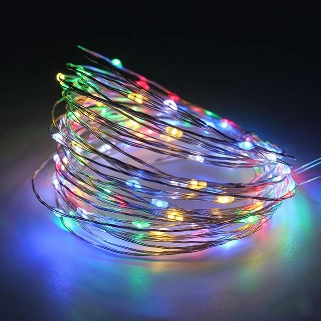 thumbnail image 1 of Guirnalda de luces LED de 3 m/5 m con alimentación por USB o batería, 10 m/20 m, para bodas, fiestas, jardines, decoración de árboles de Navidad, 1 of 5