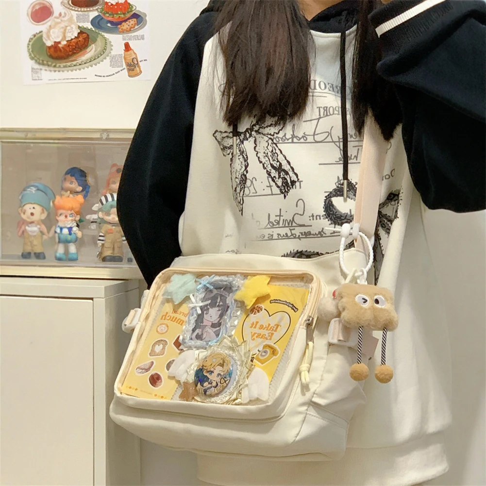 Japanese Ita Bag JK Shoulder Purse with Clear Window Cartoon kawaii Book Bag Trendy Transparent Crossbody Bags Lolita Handbag
