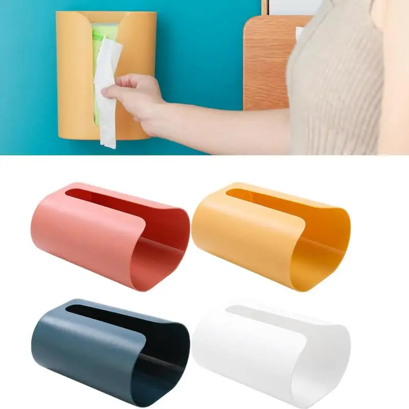 Multifunctional Tissue Box Holder Portable Toilet Paper Holder Traceless Adhesive Wall Tissue Dispenser Box For Bathroom Bedroom