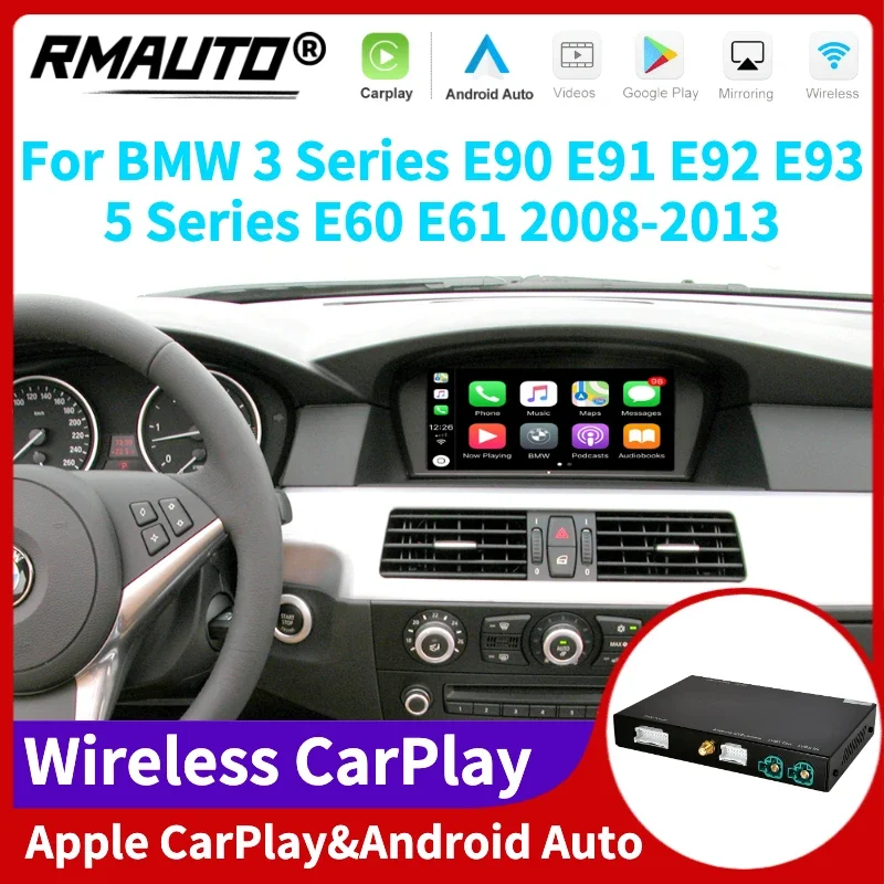

RMAUTO беспроводная Apple CarPlay CIC система для BMW 3 серии E90 E91 E92 E93 5 серии E60 E61 2008-2013 Android Авто зеркальная ссылка