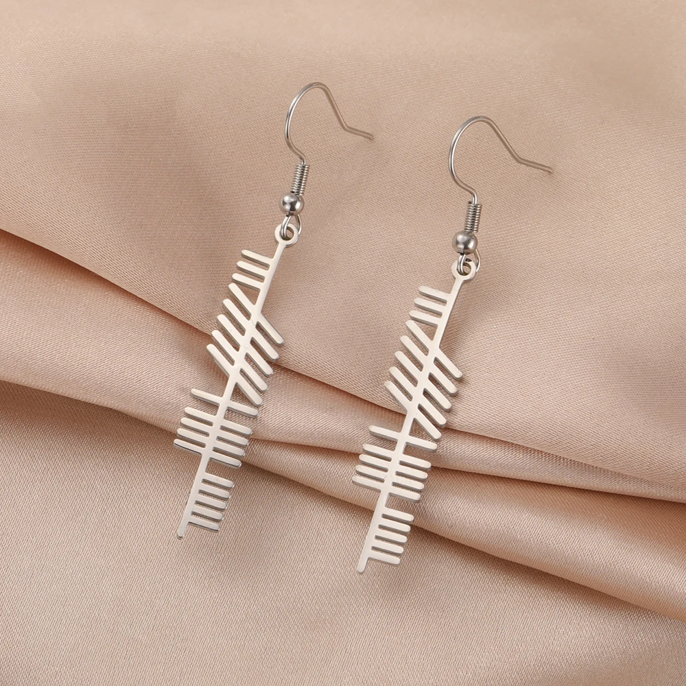 Dawapara antike irische Ogham-Ohrringe für Frauen, nordischer Baum, Alphabet, Anhänger, Stärke, Weisheitssymbol, Edelstahl-Schmuck – Detail 15