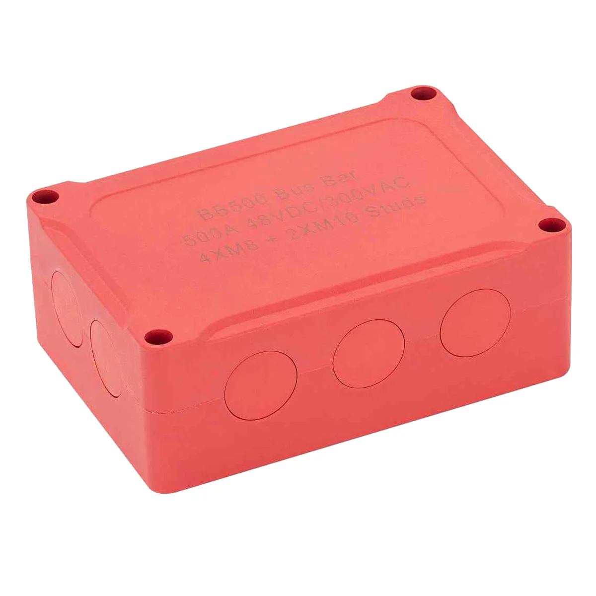 

500A Marine Bus Bar 48V Automotive Power Distribution Block Big Current 6 Studs Plastic Cover for Car Boat Auto Red