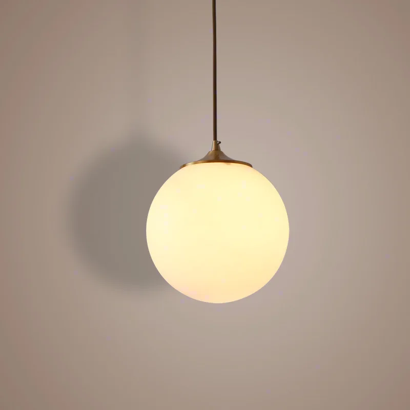 

Single Chandelier full copper Nordic minimalist dining room Lamp bar three head foyer round brass lamps Bedside chandelier