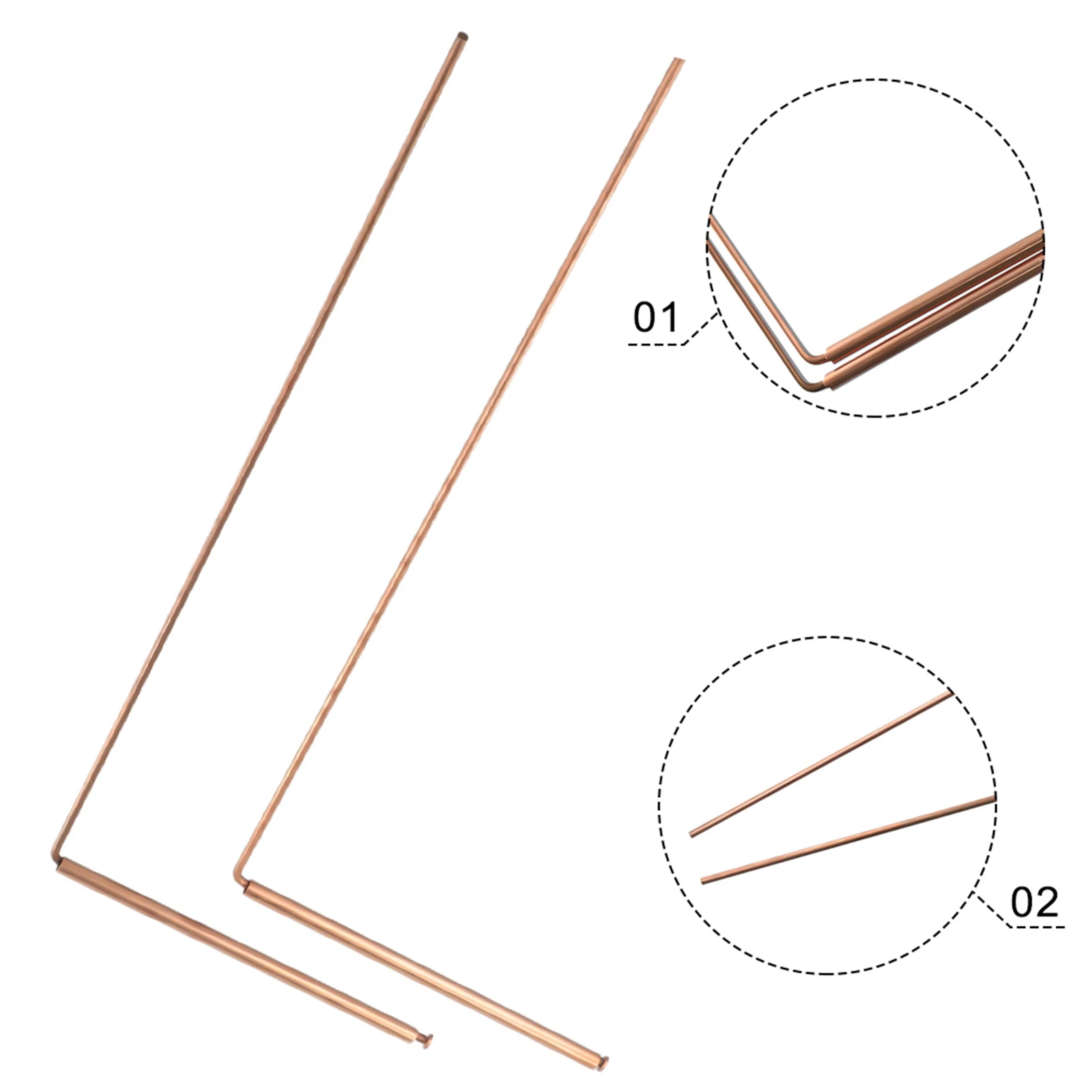 2 Sticks Pure Copper Metal Detector Rod Probe For Water/Treasure/Finding Portable Head-round Dragon Seeking Dowsing Rods 6