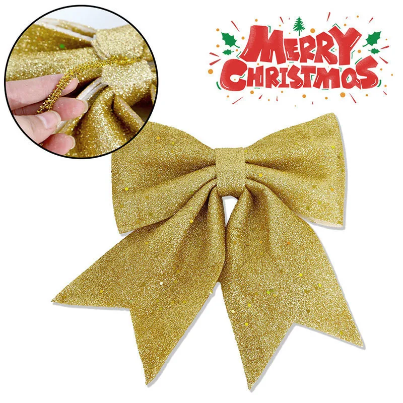 (2 Pcs/bag) 12.5cm Christmas Bow New Year's Cute Pearl Cotton Sequin Bows Headband Decoration Holiday Celebration DIY Production