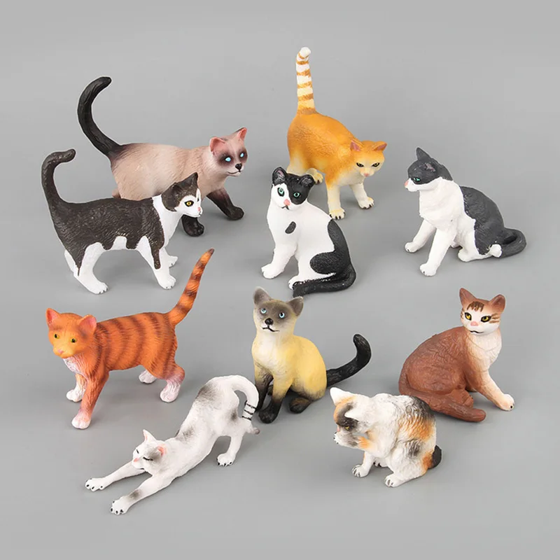 Simulation cat model set Play kitten model fake cat display animal black and white kitten toy 2
