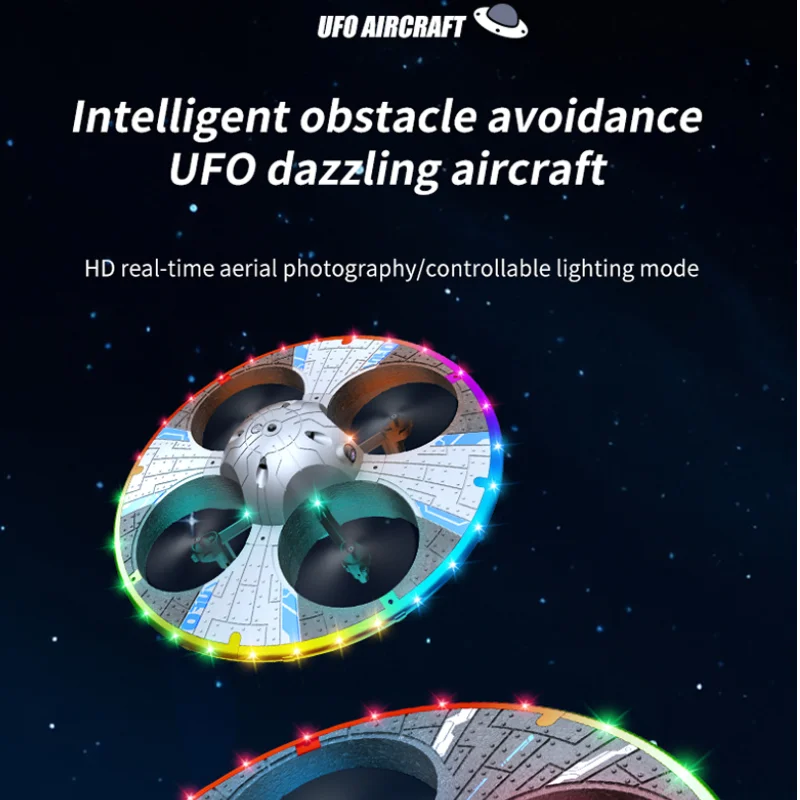 폼 RC 드론 HD 카메라 비행 UFO 다채로운 지능형 장애물 회피 항공 사진, 4 축 항공기 헬리콥터, 어린이 장난감