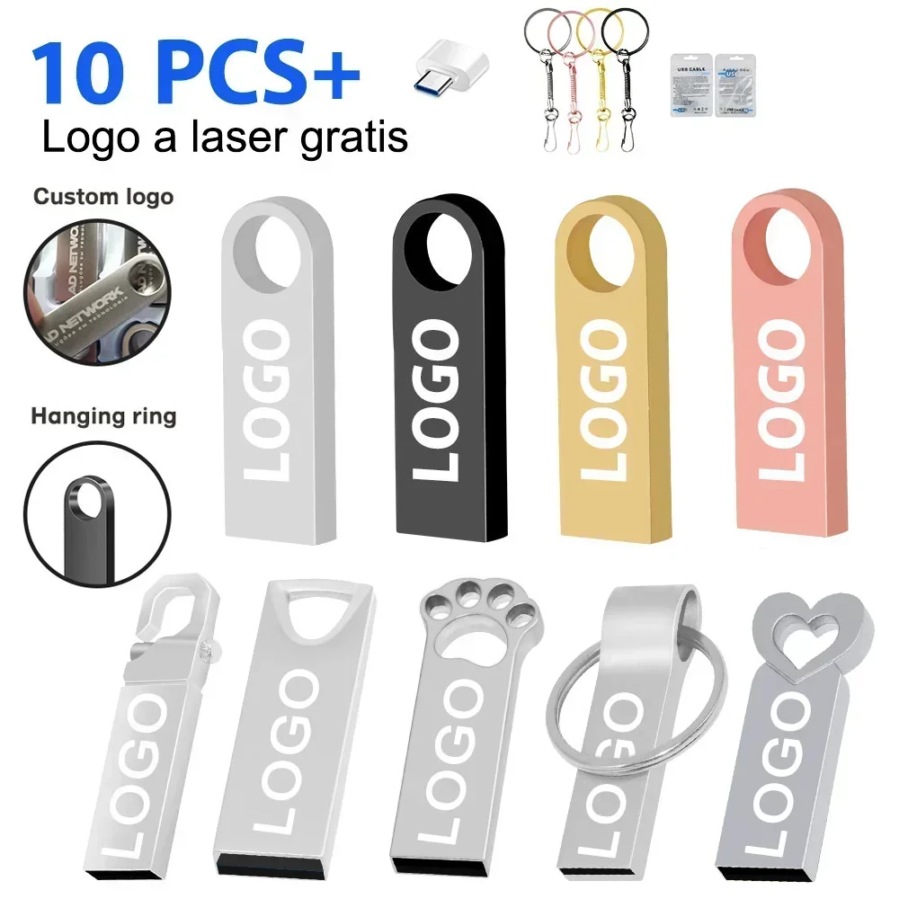 

10PCS USB 2.0 Flash Drive 64GB 32GB High speed Pen drive 16GB Memory stick Free custom logo Creative gift U disk