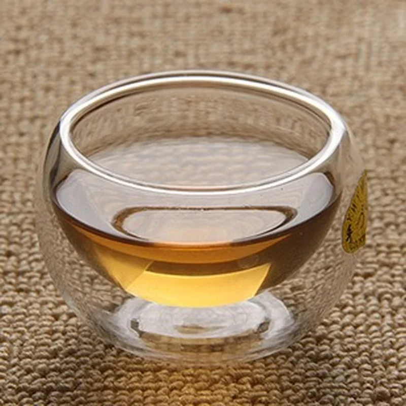 1pcs Double Wall Clear Glass Tea Cup 50ml Layer cup mug heat-resistant glass double cup Kung Fu tea cups tea cup drinking glasses