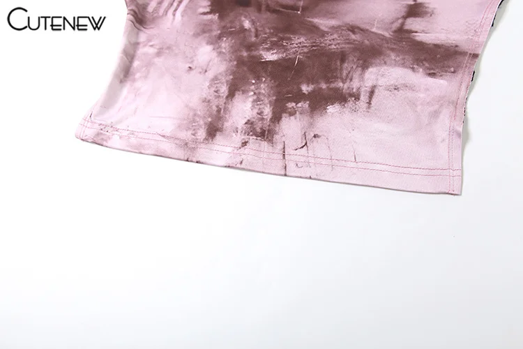 Lace Patchwork Women Vests Summer Sexy Tie Dye Print Backless O-neck Crop Skinny Tops Female Fashion Street Party Tanks