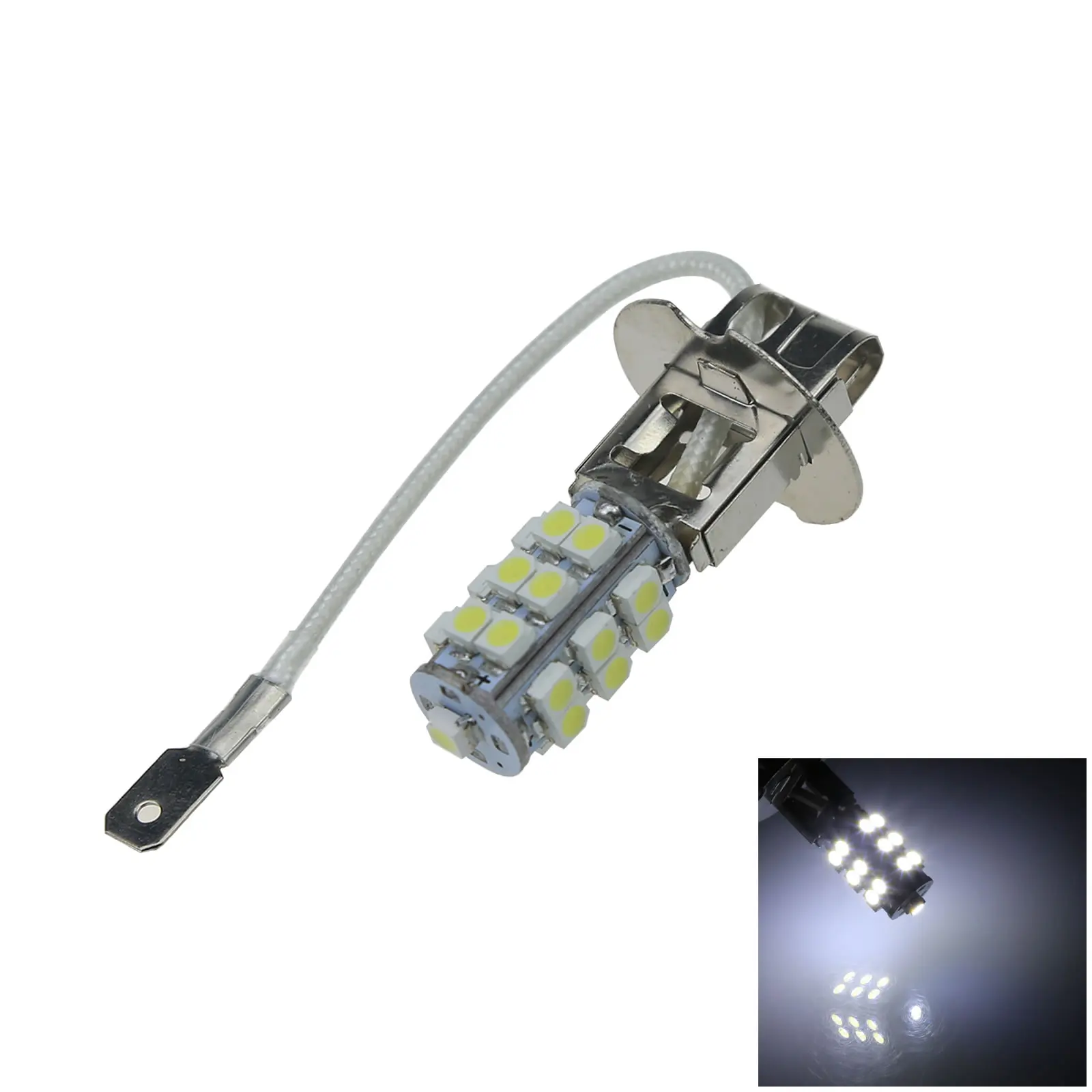 

1x White AUTO H3 Head Lamp Rear Light 25 Emitters 3528 SMD LED IEC7004-47 H070-W