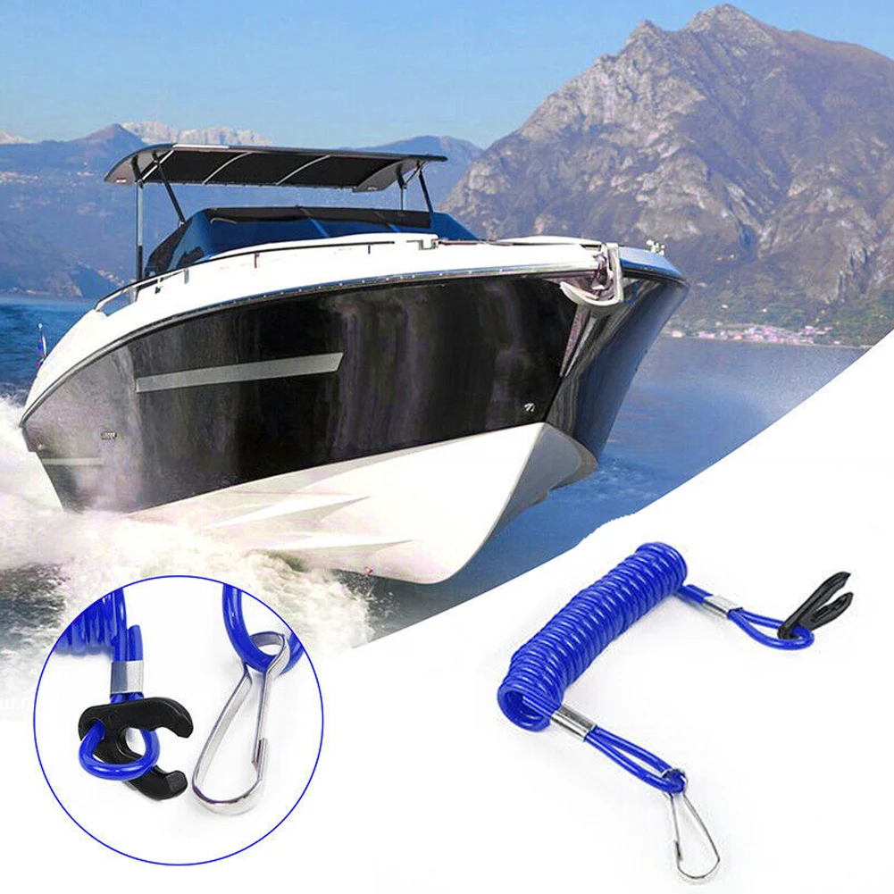 New TPU+PVC Rope Rotating Spring Hook Jet Ski Outboard Stop Kill Key Floating Safety Lanyard Rope Durable For Honda revolving door samll pivot hinge 360 degree screen rotating shaft buffer concealed automatic hydraulic floor spring hinge