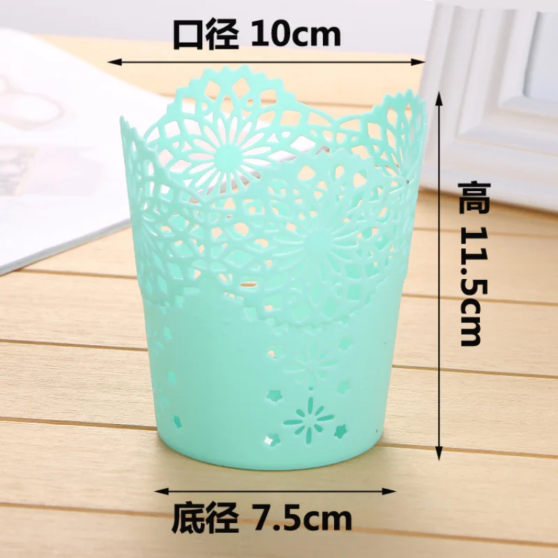 Pen Holder Creative Hollow Roses Pen Pencil Pot Holder Brush Storage Container Desk Organizer Plastic Stationery Office Supplies