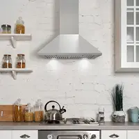 COS-6324EWH Wall Mount Range Hood, Chimney-Style Over Stove Vent, 3 Speed Fan, Permanent Filters, LED Lights in Stainless Steel 2