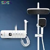 White Piano Digital Shower System Rainfall Shower Head Brass Hot Cold Bathroom Mixer Faucets Tap Thermostatic Piano Shower Set 1