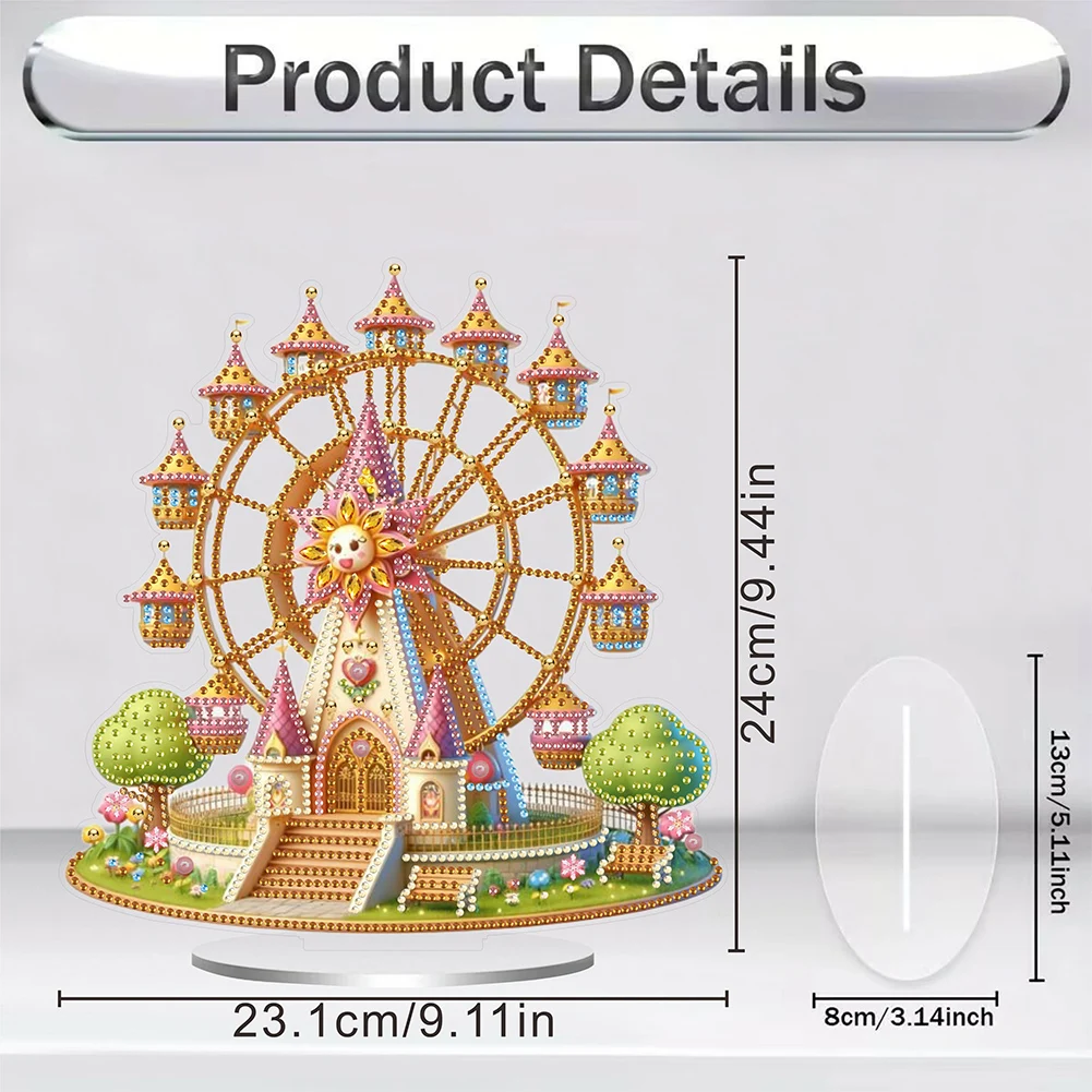 Acrylic Special Shaped Beautiful Ferris Wheel Desktop Diamond Art Kits Diamond Painting Desktop Ornaments Kit for Desktop Decor